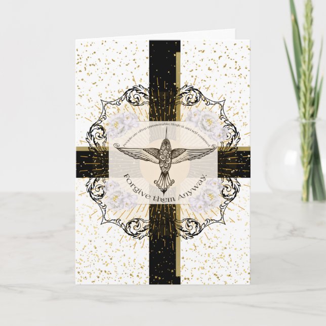 Vergib ihnen ANYWAY inspirierender Kolibri Karte (Vorderseite)