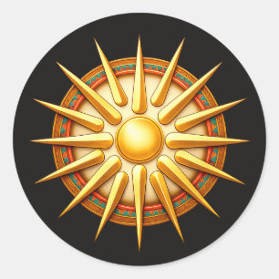 Vergina-Sonne-Emblem – Antikes makedonisches Symbo Runder Aufkleber