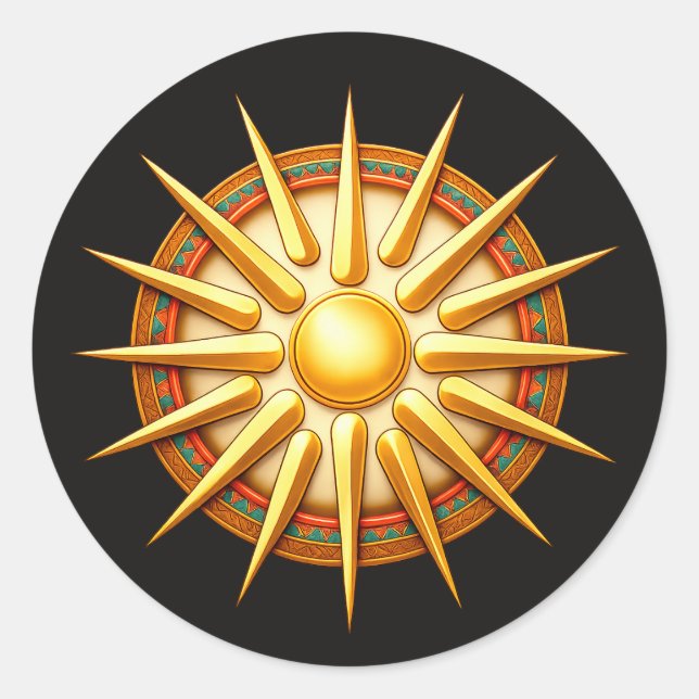 Vergina Sun Emblem – Ancient Macedonian Symbol Runder Aufkleber (Vorderseite)
