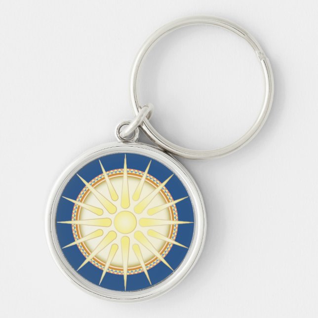 Vergina Sun erstklassiger runder Schlüsselanhänger (Vorne)