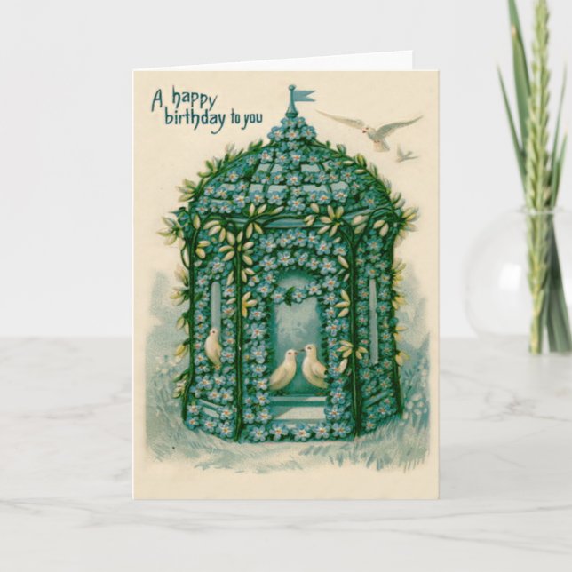 Vergiss-Me-Not-Birdhouse-Taube Karte (Vorderseite)