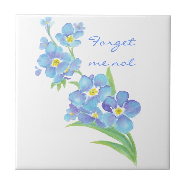 "Vergiss mich nicht", Aquarellblume Garten Fliese (Vorderseite)