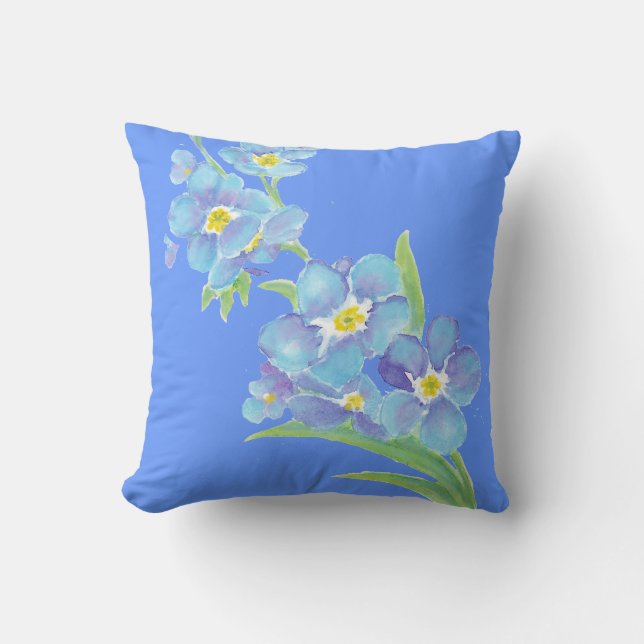 Vergiss mich nicht, Aquarellblume Garten Kissen (Vorderseite)