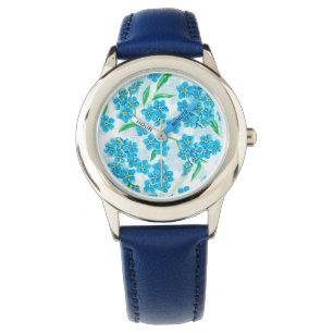 Vergiss mich nicht, Aquarellfarben-Blume Armbanduhr