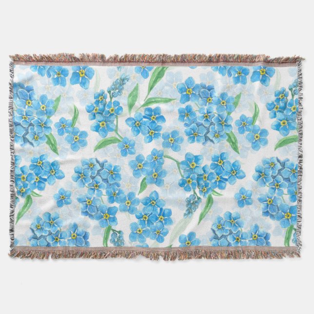 Vergiss mich nicht, Aquarellfarben-Blume Decke (Vorderseite)