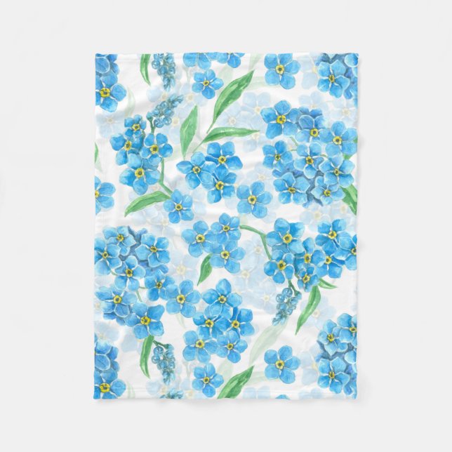 Vergiss mich nicht, Aquarellfarben-Blume Fleecedecke (Vorderseite)