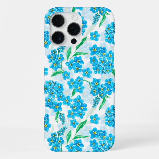 Vergiss mich nicht, Aquarellfarben-Blume iPhone 16 Pro Max Hülle (Rückseite)