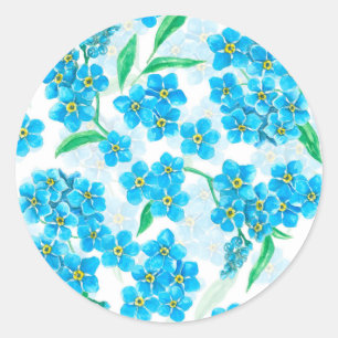 Vergiss mich nicht, Aquarellfarben-Blume Runder Aufkleber