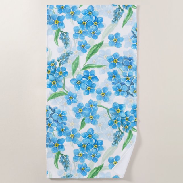 Vergiss mich nicht, Aquarellfarben-Blume Strandtuch (Vorderseite)