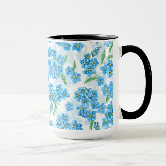 Vergiss mich nicht, Aquarellfarben-Blume Tasse (Rechts)