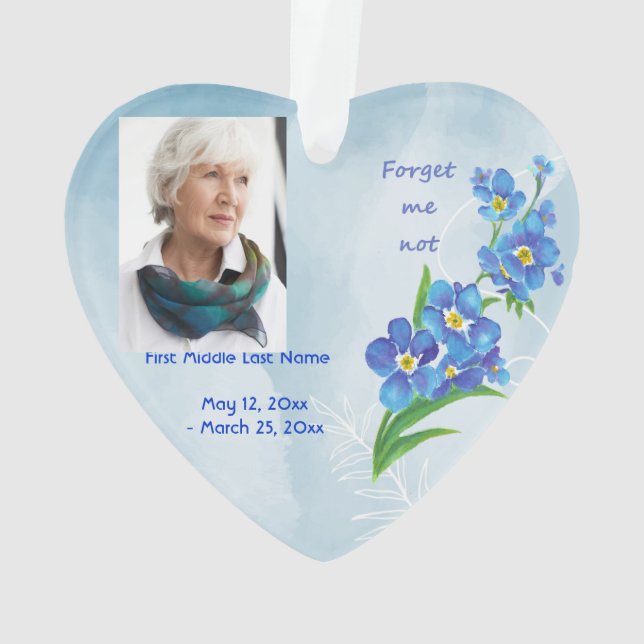 "Vergiss mich nicht" Blume aus dem Foto Benutzerde Ornament (Rückseite)