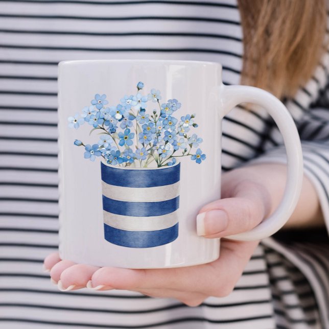 Vergiss mich nicht Blume Lover Keramik Kaffeetasse (Forget me Nots personalized mug)