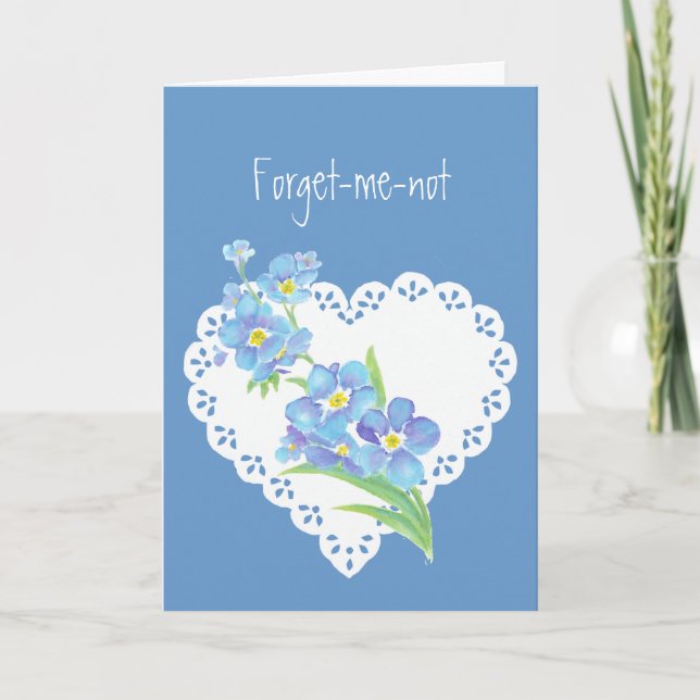 Vergiss mich nicht Liebe Gedicht und Blume Karte (Vorderseite)
