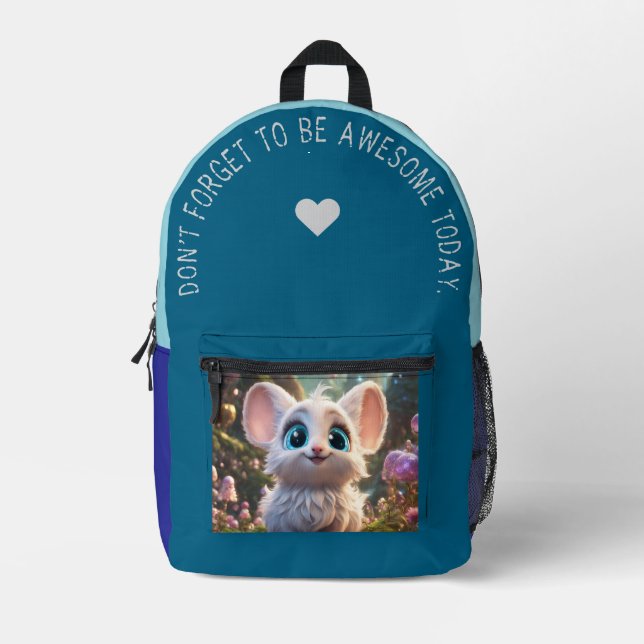 Vergiss nicht,... bedruckter rucksack (Vorderseite)