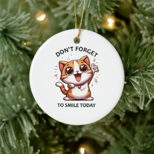 Vergiss nicht heute zu lächeln lustige glückliche keramik ornament