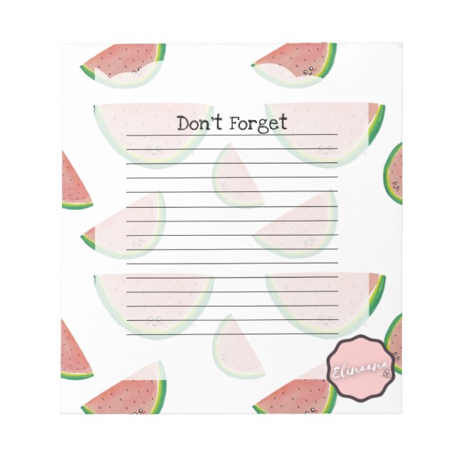 Vergiss nicht, Kawaii Watermelon Notizblock (Vorderseite)