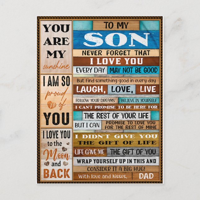 Vergiss nie, dass ich Liebe U - Vater zu Sohn Postkarte (Vorderseite)