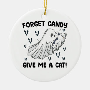 Vergiss Süßigkeiten, gib mir ein katzenHalloween Keramik Ornament