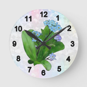 vergissmeinicht runde wanduhr