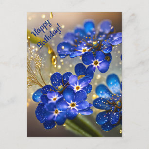 Vergissmeinnicht-Blume mit goldenen Akzenten  Postkarte