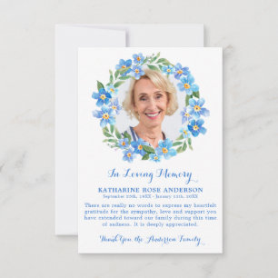Vergissmeinnicht-Blumen Foto Beileid Beerdigung Dankeskarte