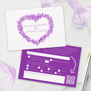 Vergissmeinnicht-Blumen lila Aquarell Hochzeit QR RSVP Karte
