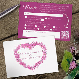 Vergissmeinnicht-Blumen rosa Aquarell-Hochzeit QR RSVP Karte
