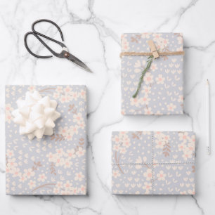 Vergissmeinnicht-Blumenmuster Geschenkpapier Set