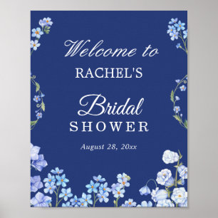 Vergissmeinnicht Floral Königlich Blaues Brautdusc Poster