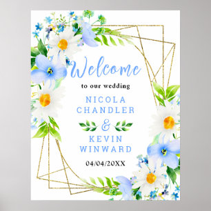 Vergissmeinnicht-Gänseblümchen-Blumen-Hochzeits-Wi Poster