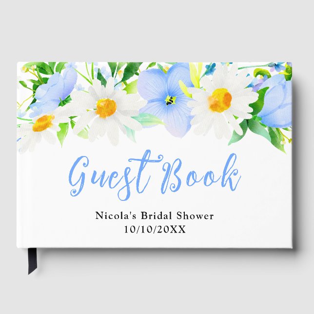 Vergissmeinnicht Gänseblümchen Florale Hochzeitsdu Gästebuch (Vorderseite)