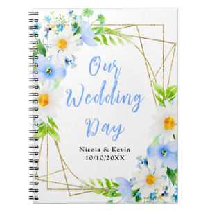 Vergissmeinnicht Gänseblümchen Florale Hochzeitspl Notizblock