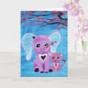 Vergissmeinnicht Rosa Elefant Katzenkirschblütenku Karte