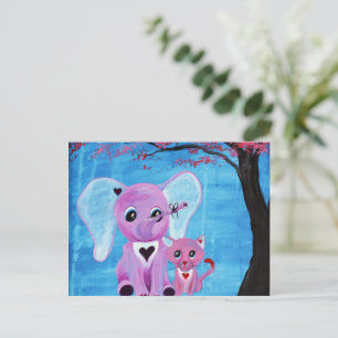 Vergissmeinnicht Rosa Elefant Katzenkirschblütenku Postkarte