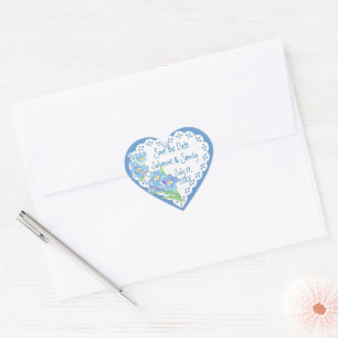 Vergissmeinnicht Save the Date Anpassen Blume Herz-Aufkleber