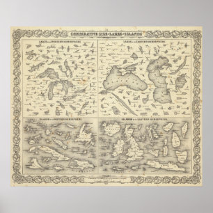 Vergleichbare Größe von Seen und von Inseln Poster