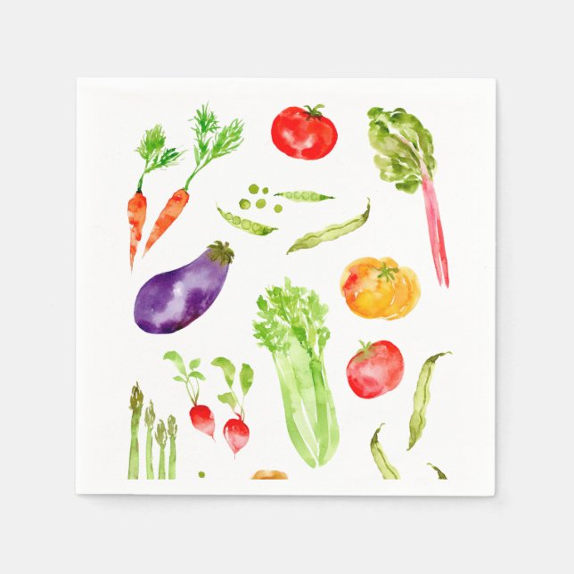 Vergnügen farbiges Gemüse Aquarell Serviette (Vorderseite)