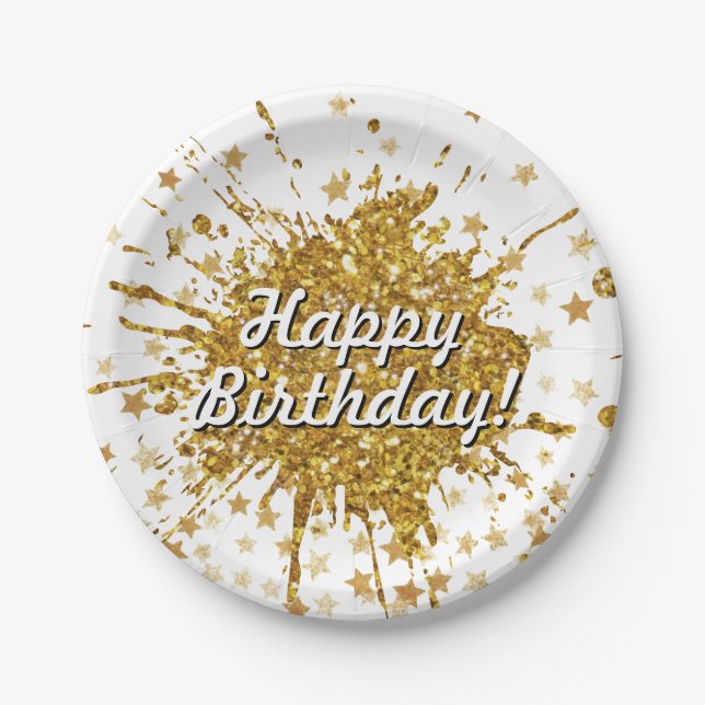 Vergnügen goldene Funkeln Glitzer Graffiti Anstric Pappteller (Vorderseite)