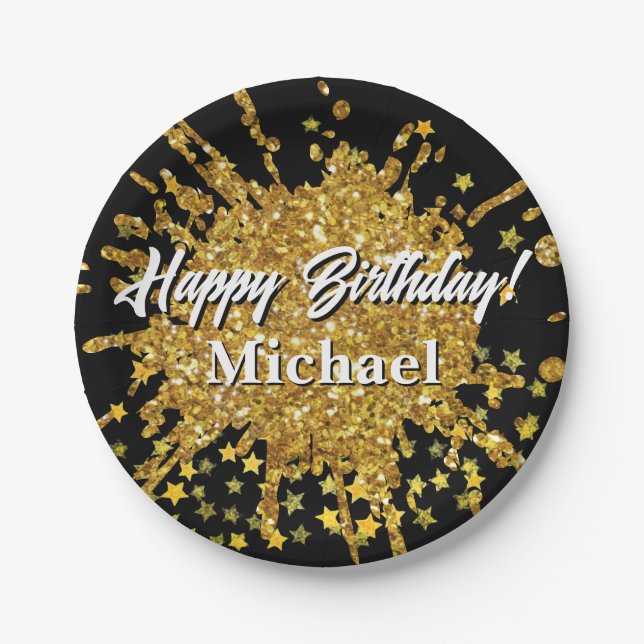 Vergnügen goldene Funkeln Glitzer Graffiti Anstric Pappteller (Vorderseite)