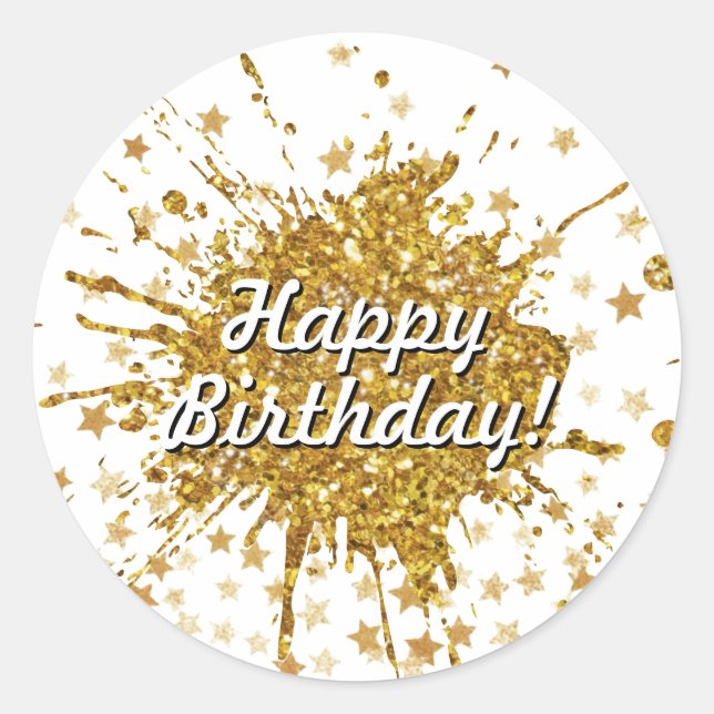 Vergnügen goldene Funkeln Glitzer Graffiti Anstric Runder Aufkleber (Vorderseite)