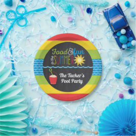 Vergnügen im Sun Pool Party Farbenfrohe Tafel Pappteller