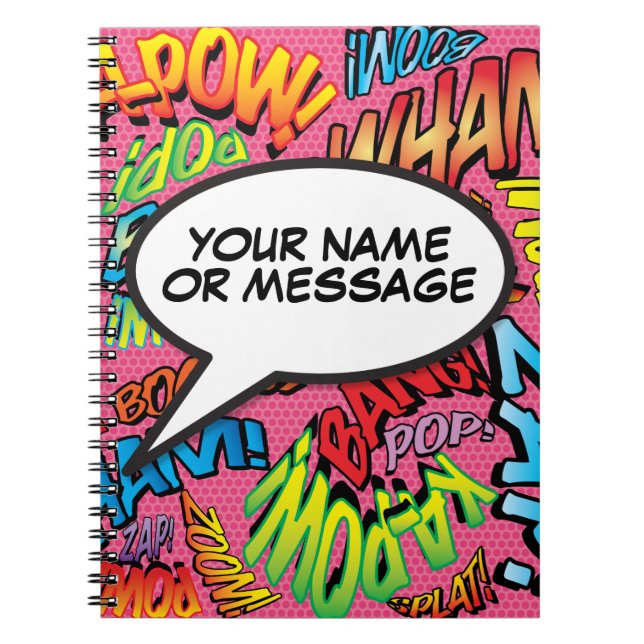 Vergnügen Sie sich beim Retro Ihres Comic-Sprachbu Notizblock (Vorderseite)