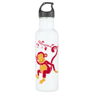 Vergnügte Affenkinder personalisiert Edelstahlflasche