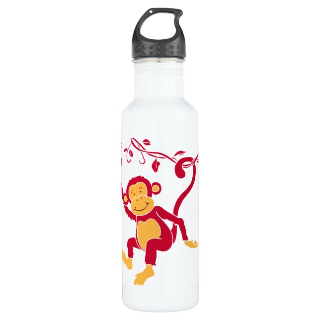 Vergnügte Affenkinder personalisiert Edelstahlflasche (Vorderseite)