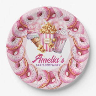 Vergnügungspark Personalisiert rosa Pappteller