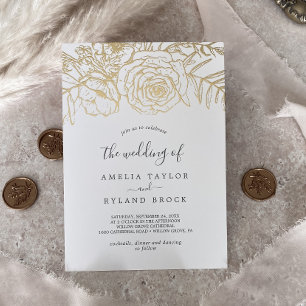 Vergoldet Floral Goldfolie Die Hochzeit Von Folieneinladung