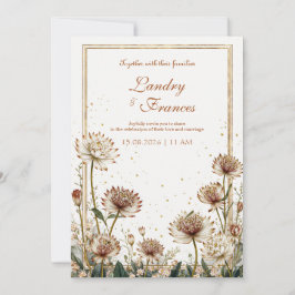 Vergoldete Astrantia Botanische Creme Hochzeit Einladung