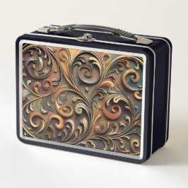 Vergoldete Barock-Schwungwerk-Metall-Lunchbox Metall Brotdose
