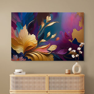 Vergoldete Blüte – Abstrakte Florale Komposition Poster