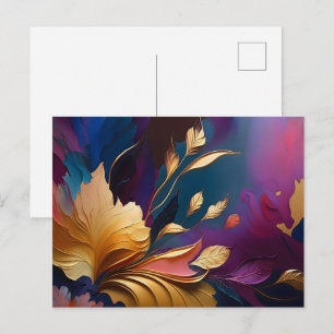 Vergoldete Blüte – Abstrakte florale Komposition Postkarte